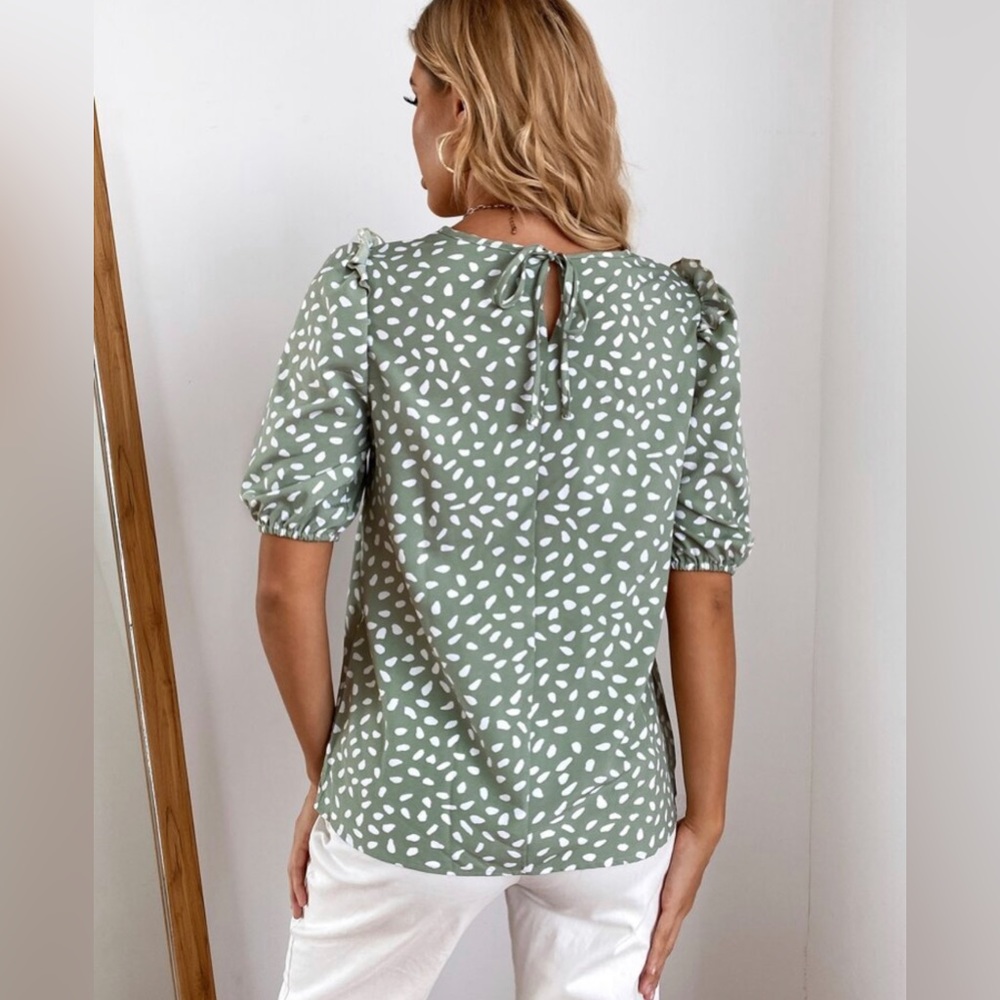 Geometric Print Blouse in Aqua Foam- NEW 2022 - Picture 7 of 7